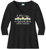 A P.E.O. Sister is a Gift of the Heart  . . . . Chapter T . . . . . . . Cotton Tee VNeck or Crew Neck . . . .Ladies Fashion Fit