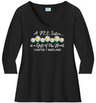 A P.E.O. Sister is a Gift of the Heart  . . . . Chapter T . . . . . . . Cotton Tee VNeck or Crew Neck . . . .Ladies Fashion Fit