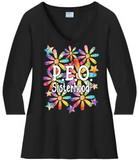 P.E.O. Sisterhood WaterColor Daisies  ...   V-Neck Ladies Fit
