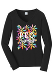 P.E.O. Sisterhood WaterColor Daisies  ...   V-Neck Ladies Fit