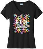 P.E.O. Sisterhood WaterColor Daisies  ...   V-Neck Ladies Fit
