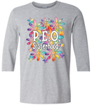 P.E.O. Sisterhood WaterColor Daisies  ...   Crew Neck Ladies Fit