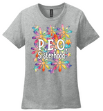 P.E.O. Sisterhood WaterColor Daisies  ...   Crew Neck Ladies Fit