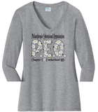 P.E.O. Daisy Font  . . . . Chapter T . . . . . . . Cotton Tee VNeck or Crew Neck . . . . . . . . Ladies Fashion Fit