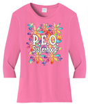 P.E.O. Sisterhood WaterColor Daisies  ...   Crew Neck Ladies Fit