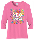 P.E.O. Sisterhood WaterColor Daisies  ...   Crew Neck Ladies Fit