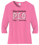 P.E.O. Daisy Font  . . . . Chapter T . . . . . . . Cotton Tee VNeck or Crew Neck . . . . . . . . Ladies Fashion Fit