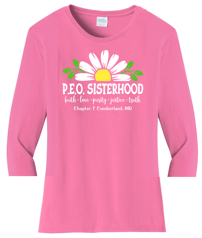 P.E.O. Virtues Chapter T. . . . . . Cotton Tee VNeck or Crew Neck . .  Ladies Fashion Fit