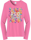 P.E.O. Sisterhood WaterColor Daisies  ...   Crew Neck Ladies Fit