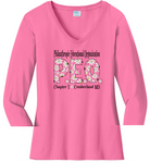 P.E.O. Daisy Font  . . . . Chapter T . . . . . . . Cotton Tee VNeck or Crew Neck . . . . . . . . Ladies Fashion Fit