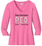 P.E.O. Daisy Font  . . . . Chapter T . . . . . . . Cotton Tee VNeck or Crew Neck . . . . . . . . Ladies Fashion Fit