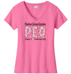 P.E.O. Daisy Font  . . . . Chapter T . . . . . . . Cotton Tee VNeck or Crew Neck . . . . . . . . Ladies Fashion Fit