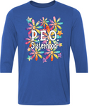 P.E.O. Sisterhood WaterColor Daisies  ...   Crew Neck Ladies Fit