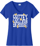 Cottey College Enthusiast Warp Font VNeck Ladies Fit