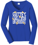 Cottey College Enthusiast Warp Font VNeck Ladies Fit