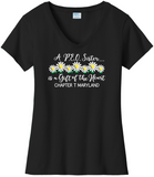 A P.E.O. Sister is a Gift of the Heart  . . . . Chapter T . . . . . . . Cotton Tee VNeck or Crew Neck . . . .Ladies Fashion Fit