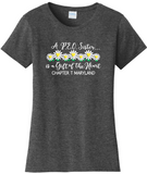 A P.E.O. Sister is a Gift of the Heart  . . . . Chapter T . . . . . . . Cotton Tee VNeck or Crew Neck . . . .Ladies Fashion Fit