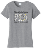 P.E.O. Daisy Font  . . . . Chapter T . . . . . . . Cotton Tee VNeck or Crew Neck . . . . . . . . Ladies Fashion Fit