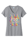 P.E.O. Sisterhood WaterColor Daisies  ...   V-Neck Ladies Fit