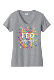P.E.O. Sisterhood WaterColor Daisies  ...   V-Neck Ladies Fit