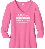 A P.E.O. Sister is a Gift of the Heart  . . . . Chapter T . . . . . . . Cotton Tee VNeck or Crew Neck . . . .Ladies Fashion Fit