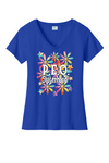P.E.O. Sisterhood WaterColor Daisies  ...   V-Neck Ladies Fit