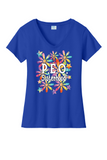 P.E.O. Sisterhood WaterColor Daisies  ...   V-Neck Ladies Fit