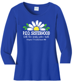 P.E.O. Virtues Chapter T. . . . . . Cotton Tee VNeck or Crew Neck . .  Ladies Fashion Fit