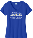 A P.E.O. Sister is a Gift of the Heart  . . . . Chapter T . . . . . . . Cotton Tee VNeck or Crew Neck . . . .Ladies Fashion Fit